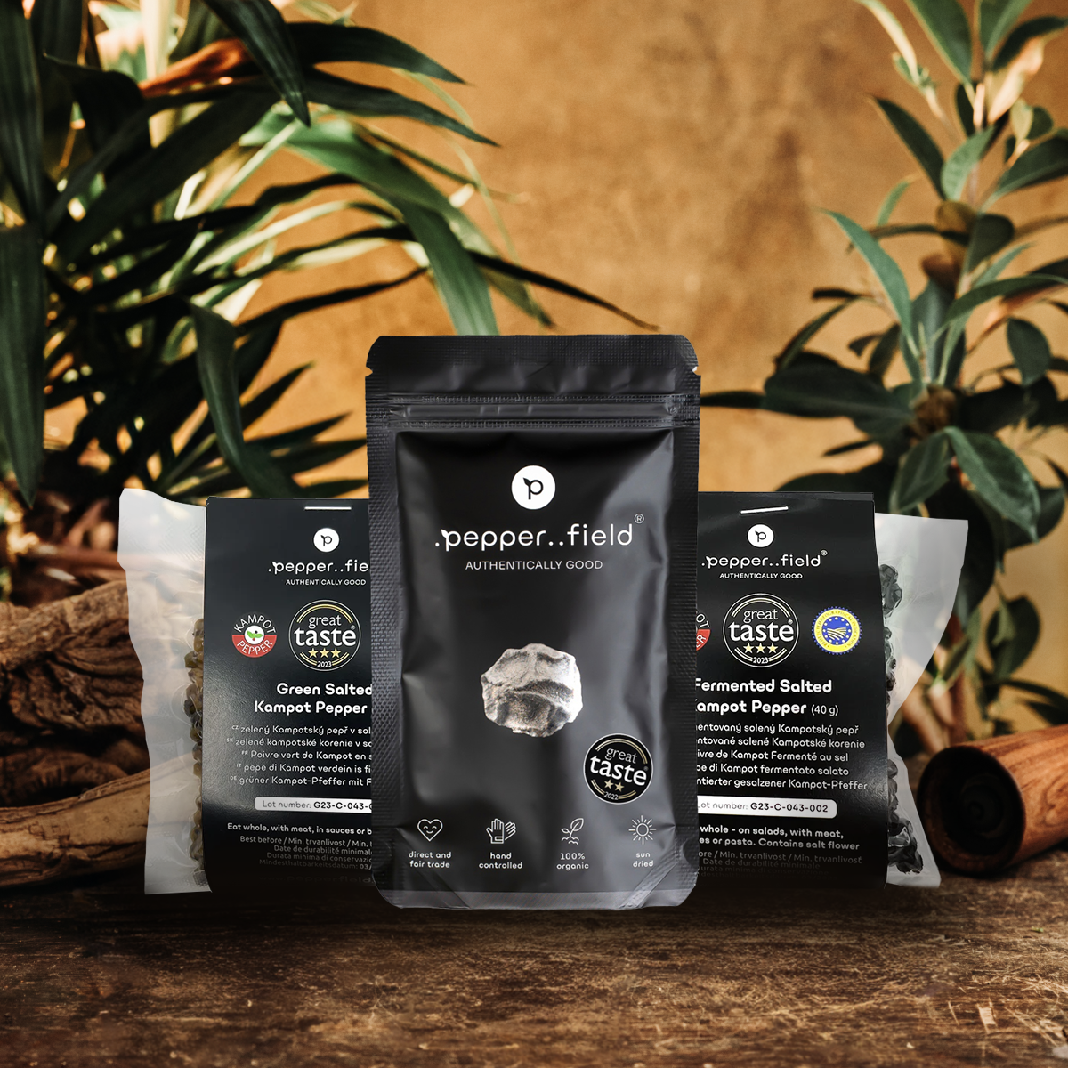 2+1: Fermented, green and black Kampot  pepper 