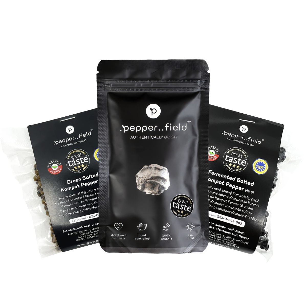 2+1: Fermented, green and black Kampot  pepper 
