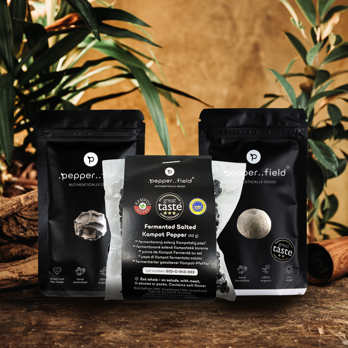 2+1: black, white, and fermented Kampot  pepper 
