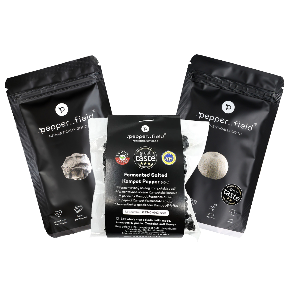 2+1: black, white, and fermented Kampot  pepper 