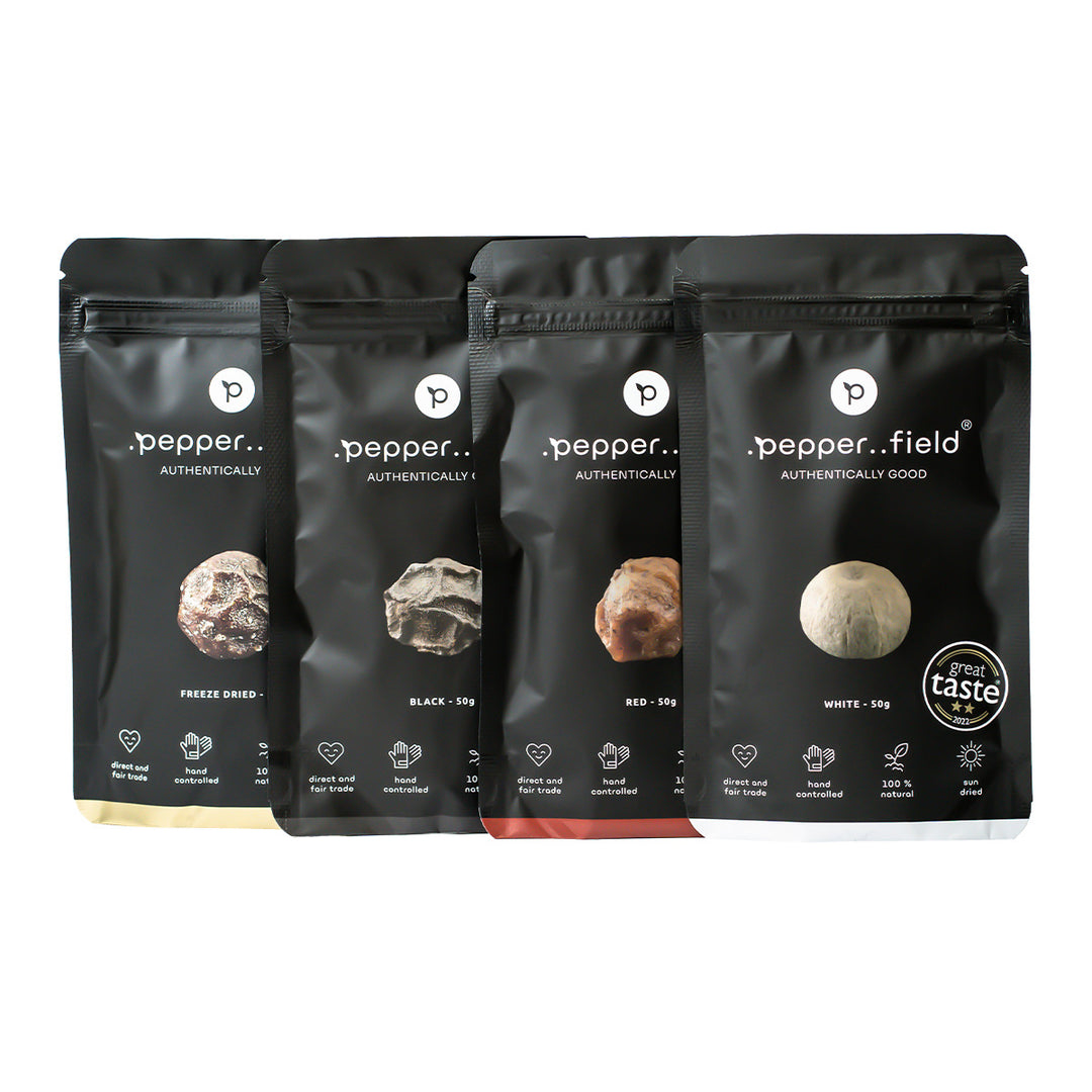 Kampot  black, red and white pepper + green freeze-dried (4× 50 g) 