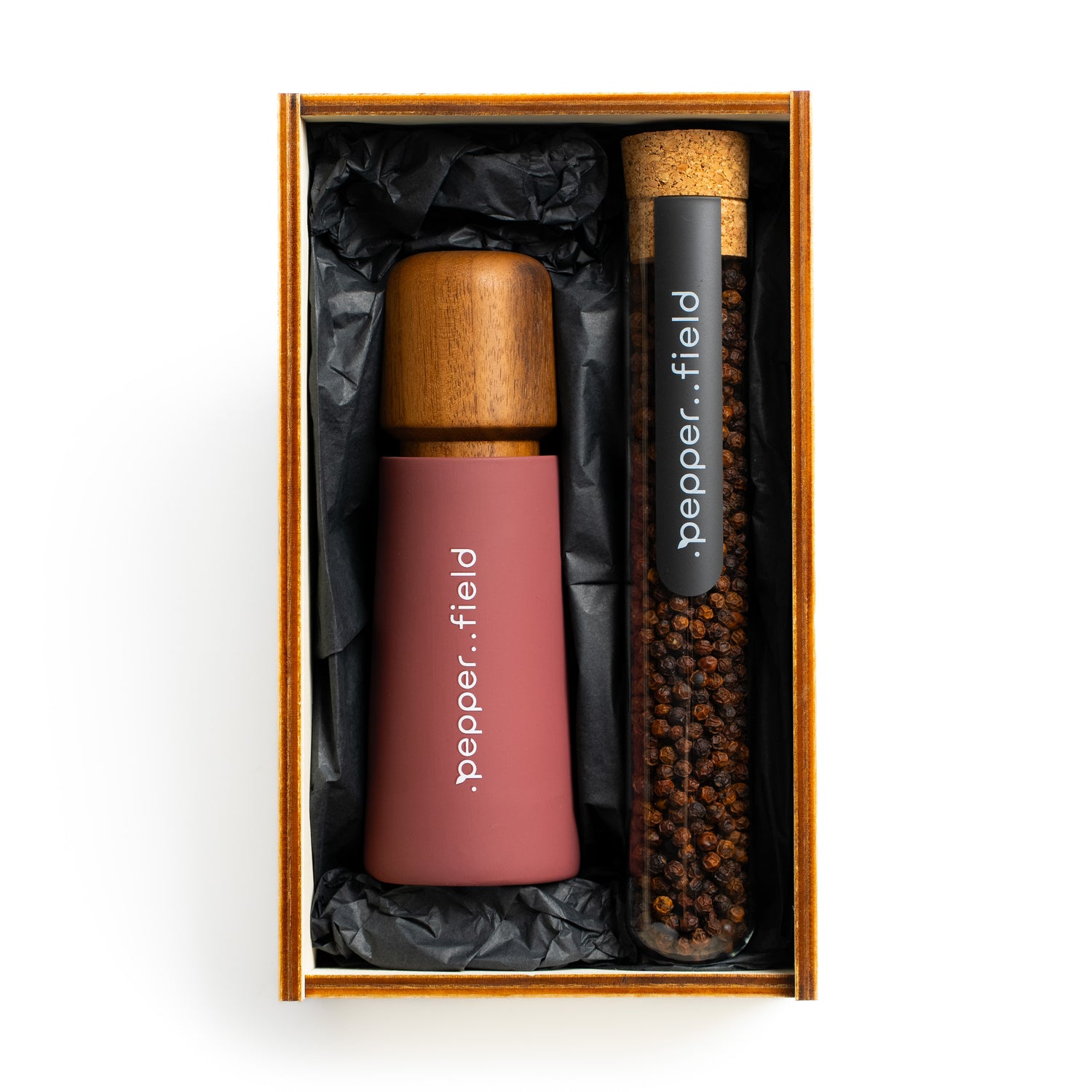 Scandinavian Grinder with a set of test tubes with Kampot  pepper in a gift box (3× 10 g) 
